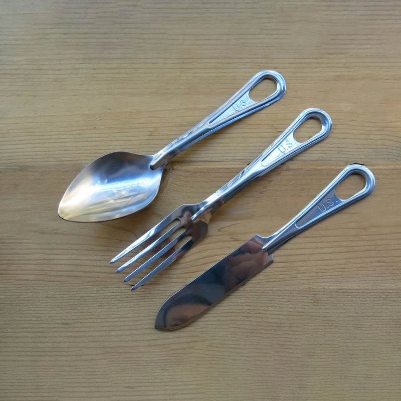 

304 Stainless Steel US Army M1926 Style U.S. LOGO Spoon Knife Fork Outdoor Camping Tableware Set Military Edition EDC Tools