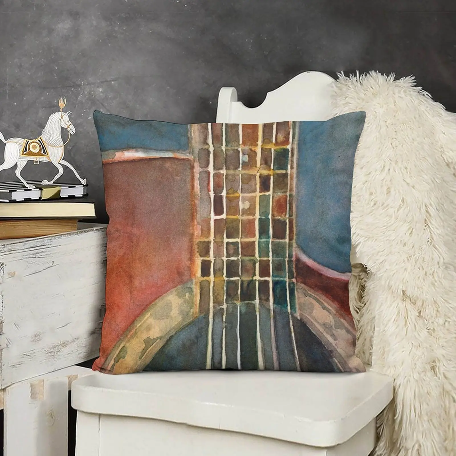 Декоративная красная акустическая подушка для дивана в клетку