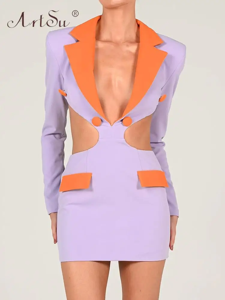 

Женское платье-блейзер с отложным воротником и длинным рукавом