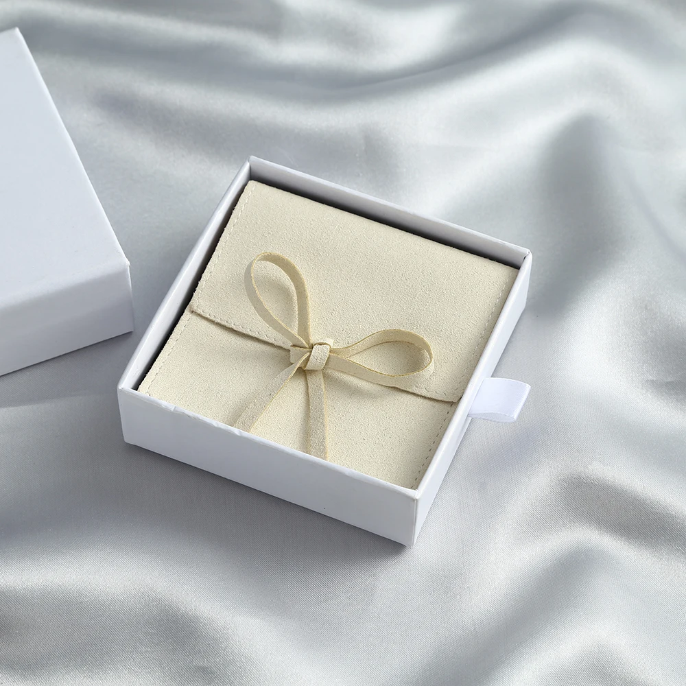 Ivory Velvet Microfiber Jewelry Suede Bag Small Envelope Bag with Rope Earrings Ring Packaging Pouch Wedding Christmas Gift Bag