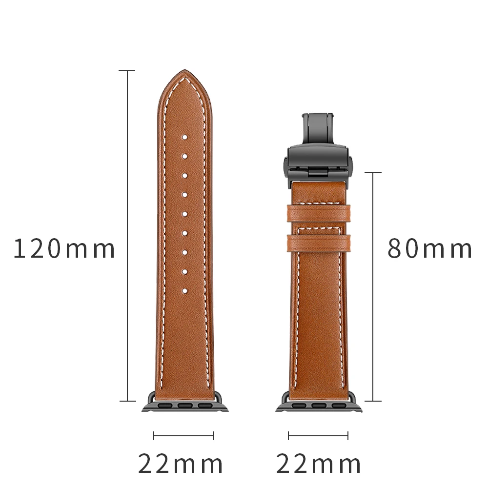 Фото Ремешок для Apple Watch Ultra 2, 3, 49 мм, 45 мм, 41 мм, 44 мм, 40 мм, 42 мм, 46 мм, кожаный браслет для iWatch Series 6, 8, 7, SE, 3, 9, 10, 11 №5