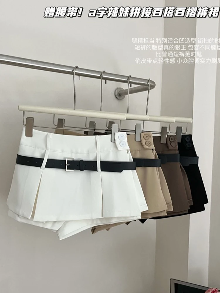 Женская мини-юбка с низкой талией корейская модная элегантная юбка поясом