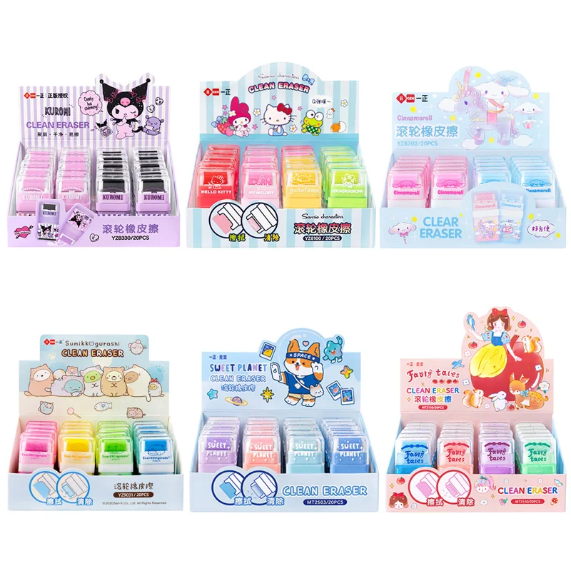 20pcs Anime Sanrio Kuromi Cinnamoroll Rubber Eraser Kawaii Cartoon Student Stationery Erasers School Supplies Wholesale Gifts