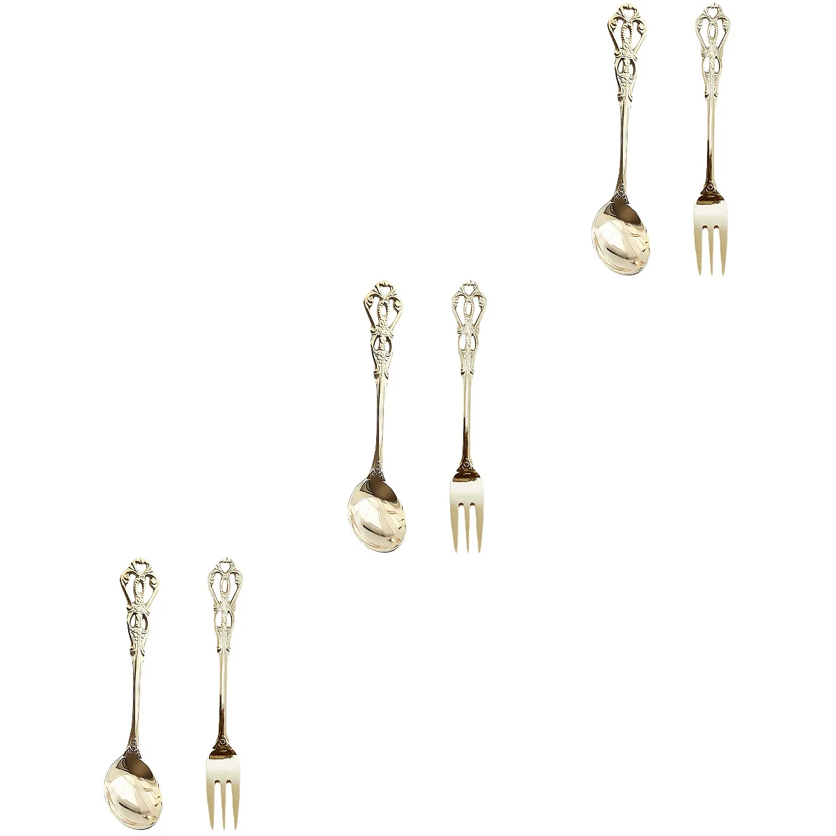 

Fork Spoons Stainless Steel Spoon Coffee Flatware Cutlery Silverware Set Fruit Dinner Steak Demitasse Soup Vintage Smothies