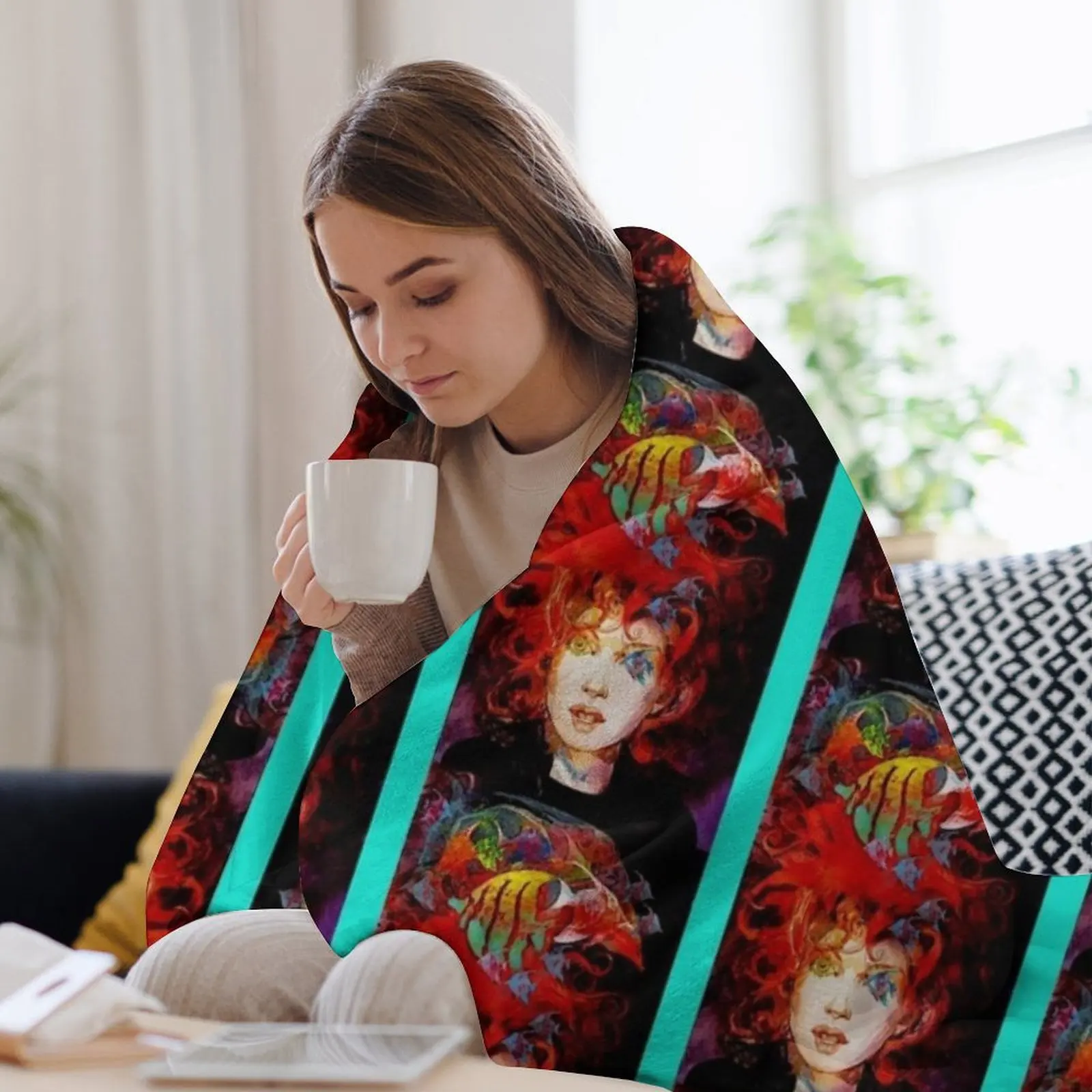 Одеяло Sandman - Delirium в клетку на диване одеяла Хэллоуин люксового бренда