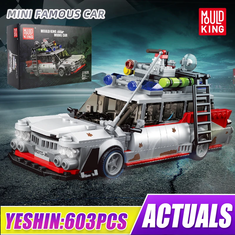 

Mould king 27020 Technik für Icons Geisterbus ECTO-1 Modellauto-Bausatz,Technologie Klemmbausteine Bausatz für Sammler, 603Teile
