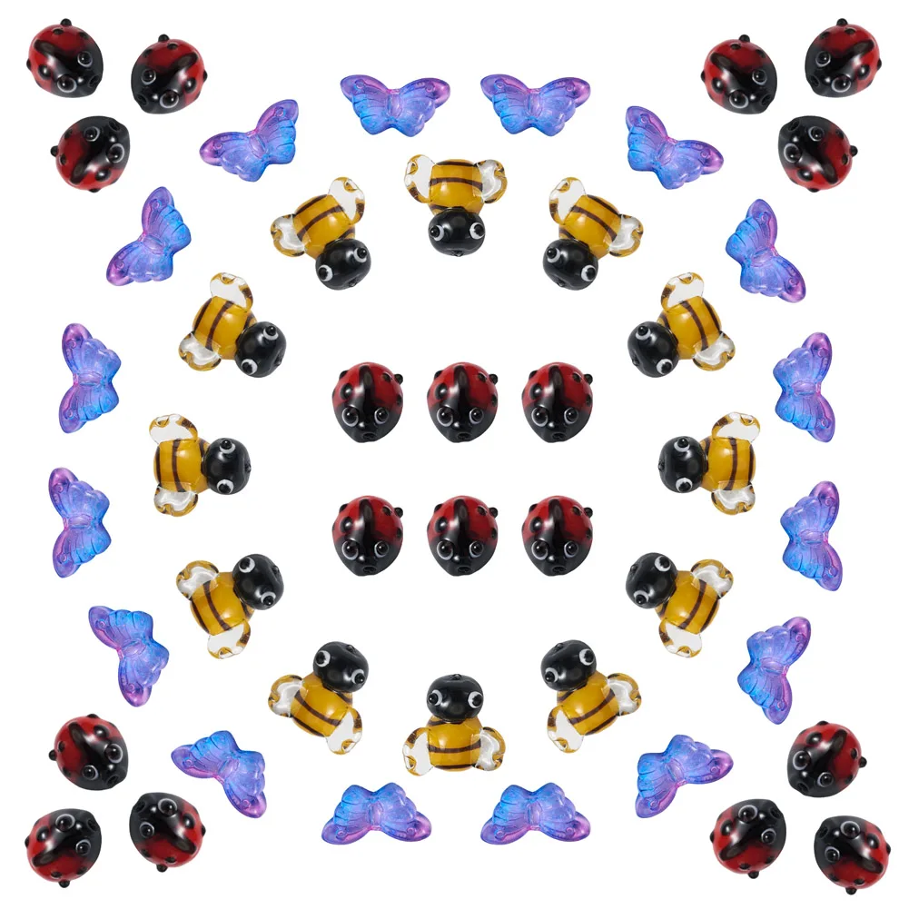 Стеклянная бусина для браслета божьей коровки бабочки