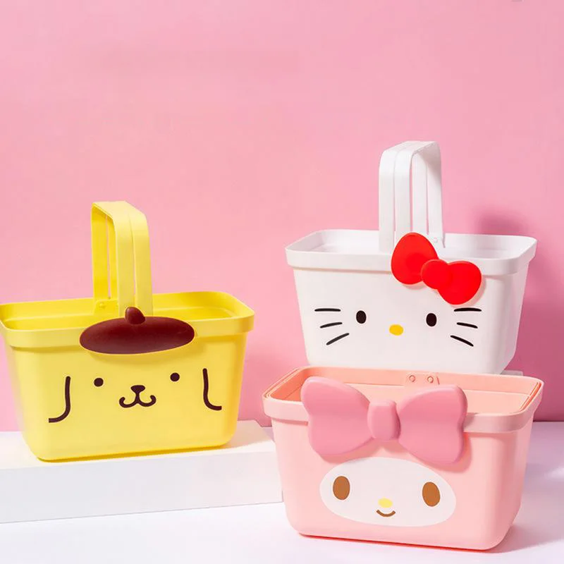 

Kawaii Sanrio, Hello Kitty My Melody Cinnamoroll помпон пуриновое мультяшное изображение тоут Корзина Одежда Мелодия корзина для хранения закусок