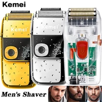 kemei mens shaver electric razor professional beard trimmer reciprocating shaving machine usb rechargeable with lcd display 3