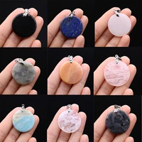 natural stone agates pendants big round lapis lazuli tiger eye charmsfor jewelry making diy earring necklace accessories