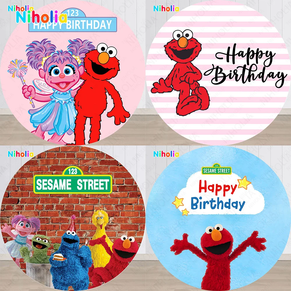 Фон для фотосъемки детей с изображением улиц Сезам