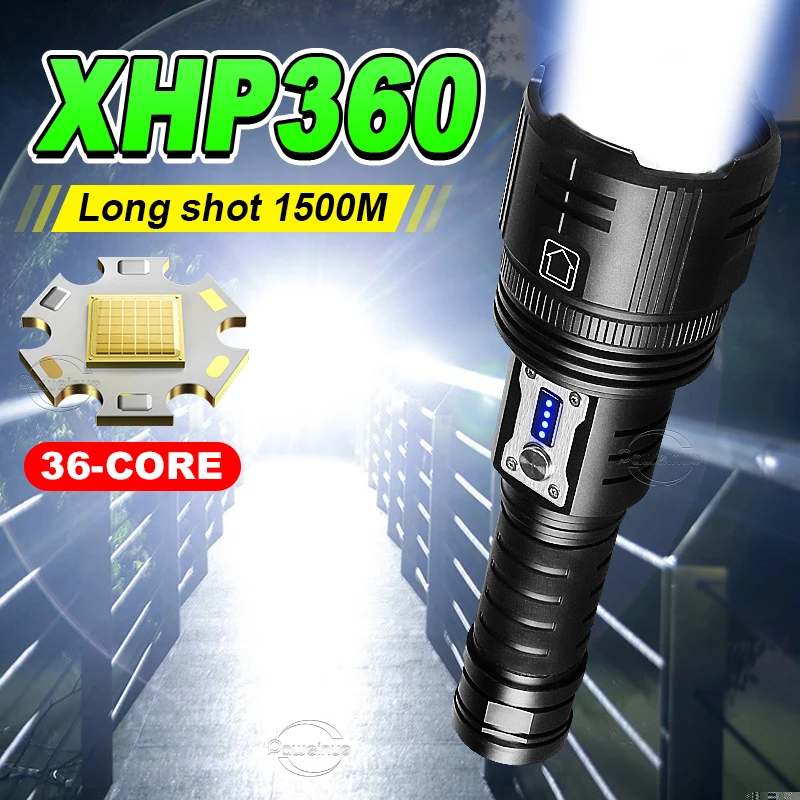 NEW XHP360 High Power LED Flashlights USB Tactical Rechargeable 18650 5Modes Powerful lantern waterproof 100000 lumen Flashlight