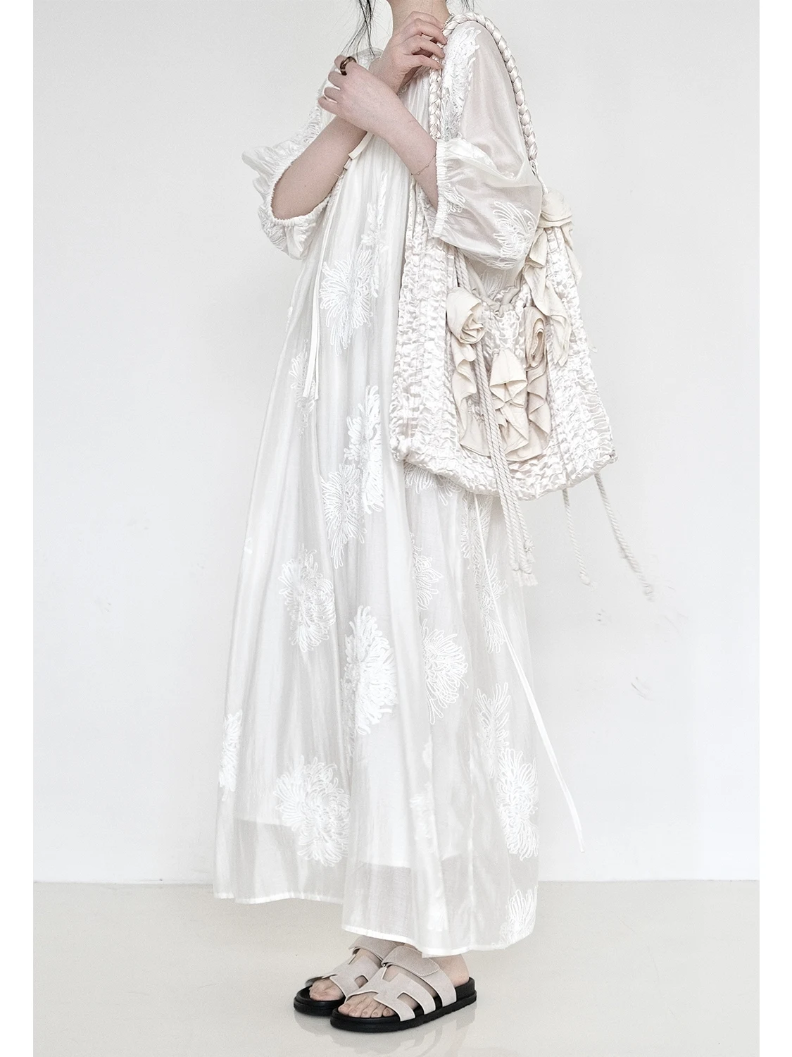 UMI MAO Новое платье из тенселя в китайском стиле с вышивкой элегантное элитное