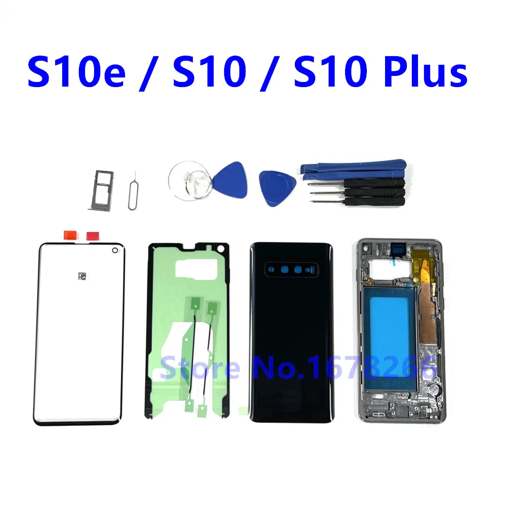 

Чехол с полным покрытием корпуса для SAMSUNG Galaxy S10 Plus G975 S10 G973 S10e G970, задняя крышка, передний экран, стеклянный объектив, средняя рамка S10 +