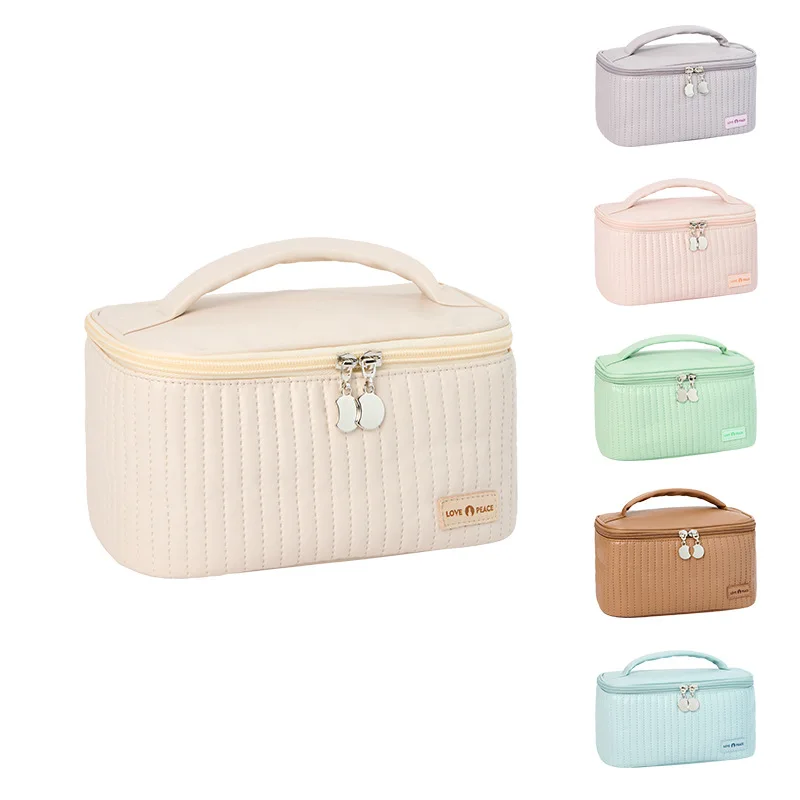 

6 Colors Women's Pu Leather Portable Cosmetic Bag, Multifunctional Travel Bag, Waterproof, Organizer, Women's Make-up Case