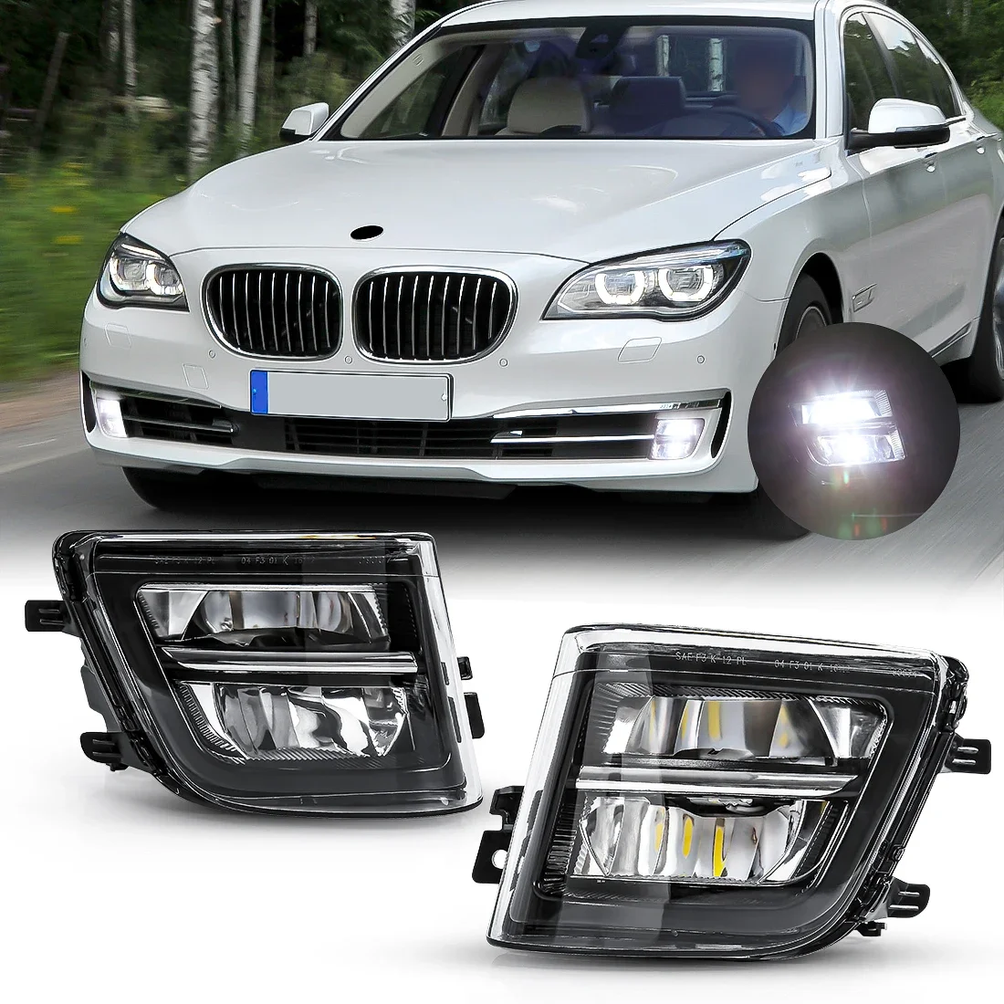 Фото Автомобильный передний бампер с LED противотуманными фарами для BMW 7 серии F01 F02 F03 LCI 2011-2015, OEM 63177311287 63177311288 №2
