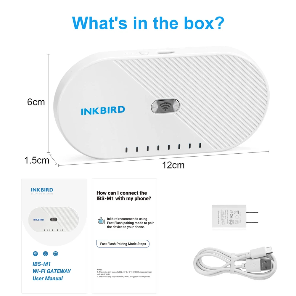 Шлюз INKBIRD Φ Wi-Fi работает с устройствами Inkbird (IBS-M1 &amp Mini Plus IBS-TH1 IBS-P01B ITH-20R-O) max 4 equipment -