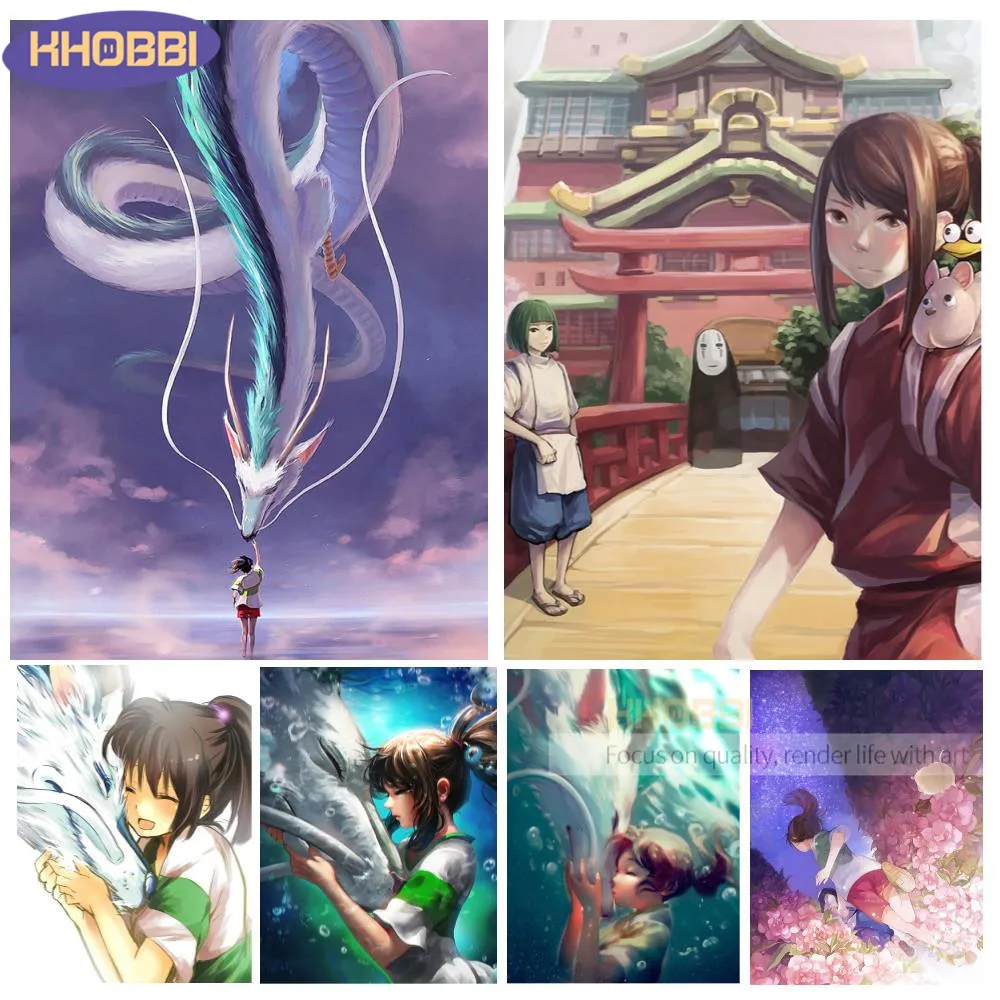 

Spirited Away Miyazaki Film Embroidery Diamonds Haku Chihiro 5d Diy Diamond Painting Crystal Childrens Gifts Anime Decor Bedroom
