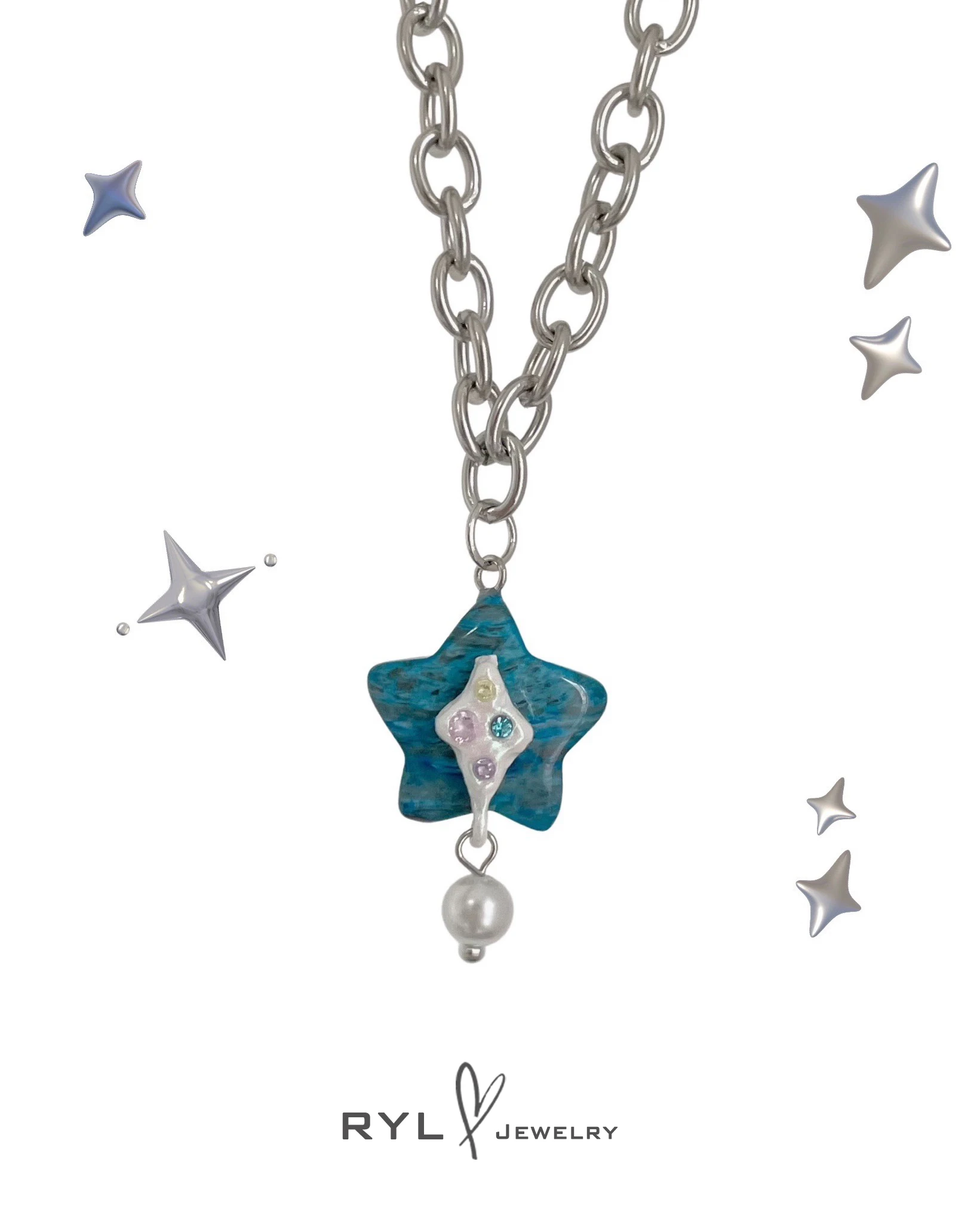 

Star of the sea pentagram necklace niche retro star elements spicy girl sweet cool collarbone chain