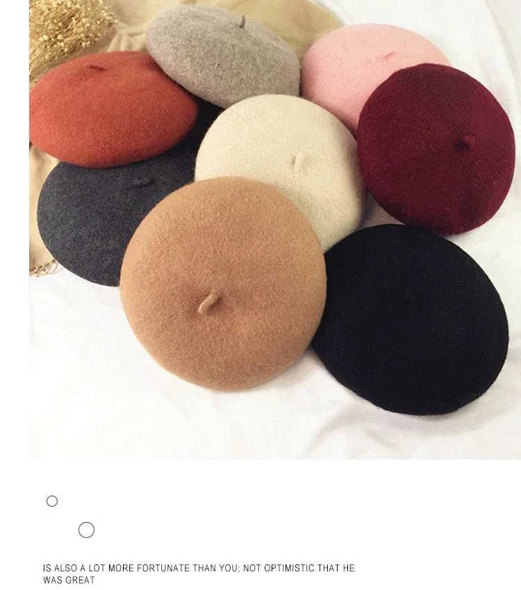 

Ladies Wool Beret French Artist Style Lady Pumpkin Bud Cap Retro Plain Beret Solid Color Elegant Ladies Autumn And Winter Cap