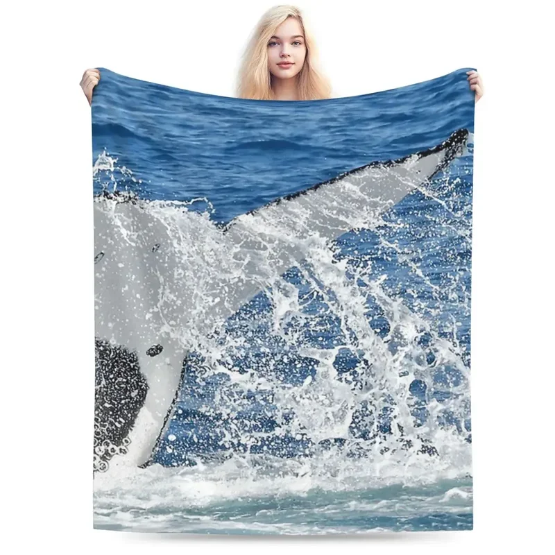 Одеяло с рисунком Кита и хвоста мягкое теплое Фланелевое покрывало распылителем