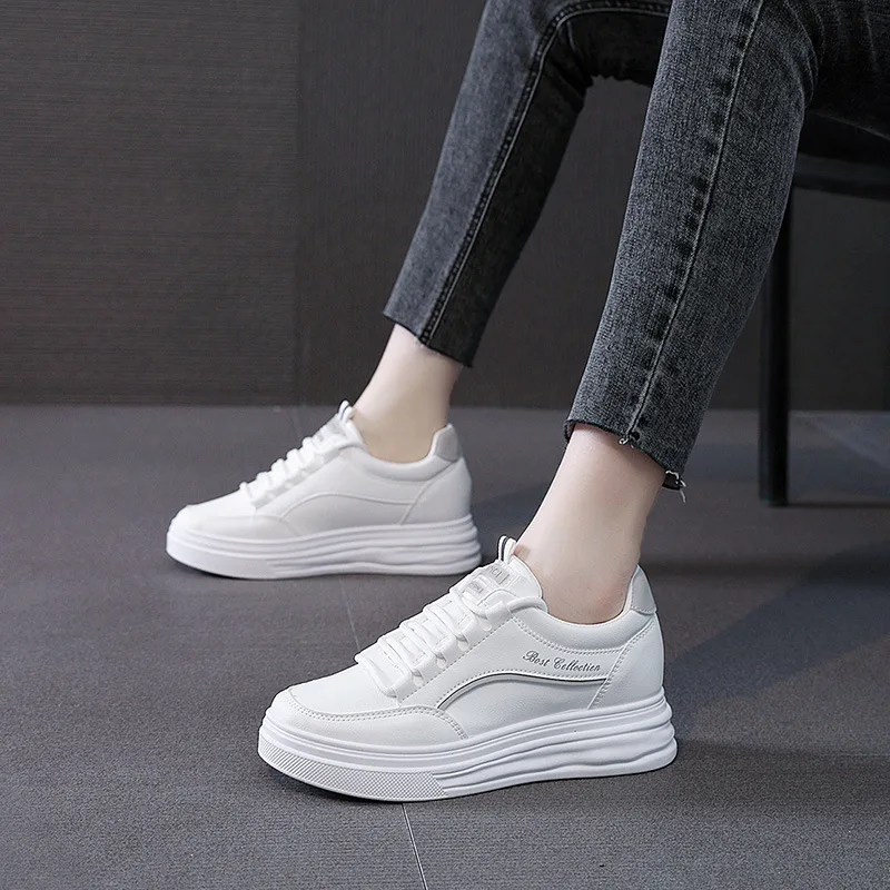 Thick-Soled Small White Shoes Women's Super Hot 2022 Spring And Autumn New Inner Heightening Sports Flat Shoes