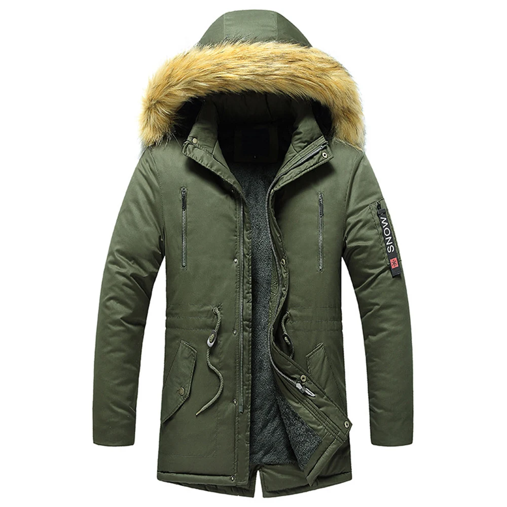 ERIDANUS 2022 New Men's Lengthened Hooded Detachable Solid Color Cotton Clothes European American  Winter Men Clothing MWM141