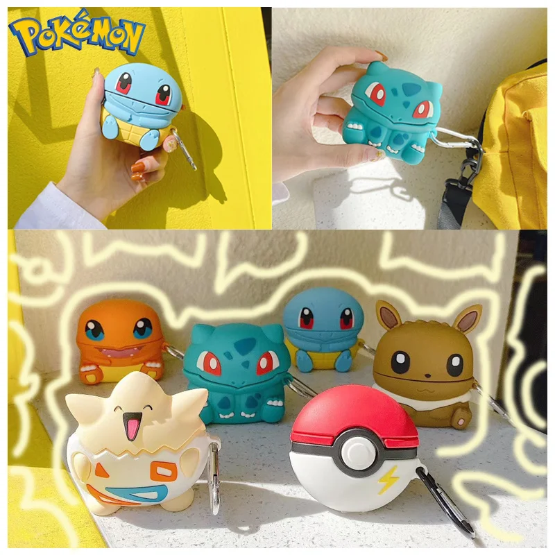 

PINK Pokemon Kawaii Cartoon Airpods Pro Silicone Protective Case Bulbasaur Squirtle Charmander Togepi Anime Earphone Case Cute