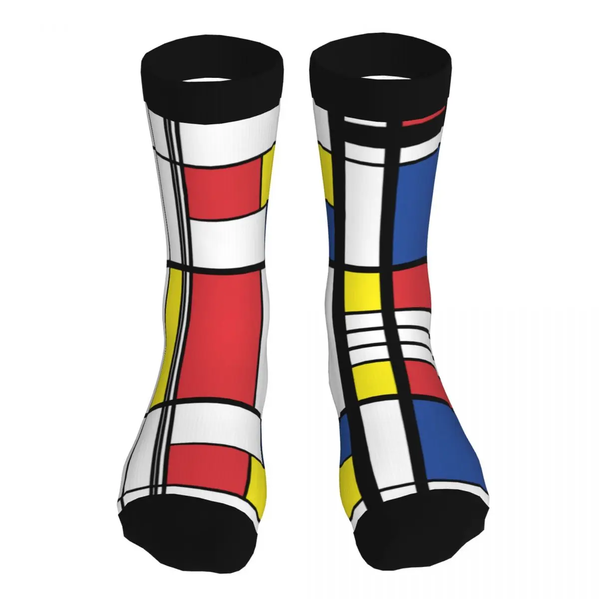 

Мужские геометрические носки Mondrian, армированные минималистичные носки из 5% спандекса, одежда, носки, носки средней длины с абстрактным рису...