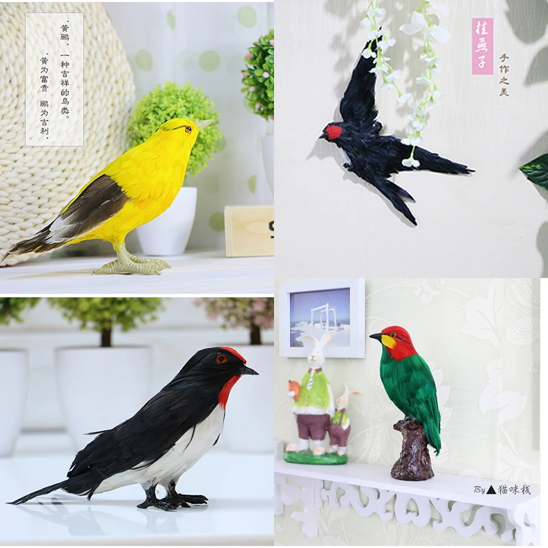 

Artificial Birds Animal Specimens Orioles Green Doves Woodpeckers Shrike Birds Sparrows Hanging Swallow-feathered Bird Ornaments