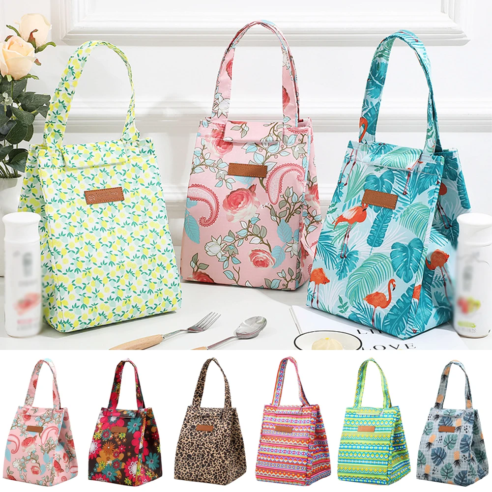 

Женская симпатичная сумка для ланча, изолированная Холщовая Сумка-холодильник для девочек, термоконтейнер из алюминиевой фольги для еды, к...