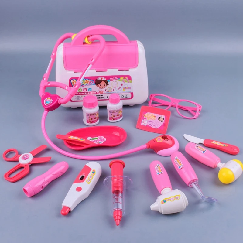 

Бутылочка для инъекций для маленьких мальчиков и девочек, набор из 15 предметов, игрушка для малышей, детский игровой домик, коробка для лека...