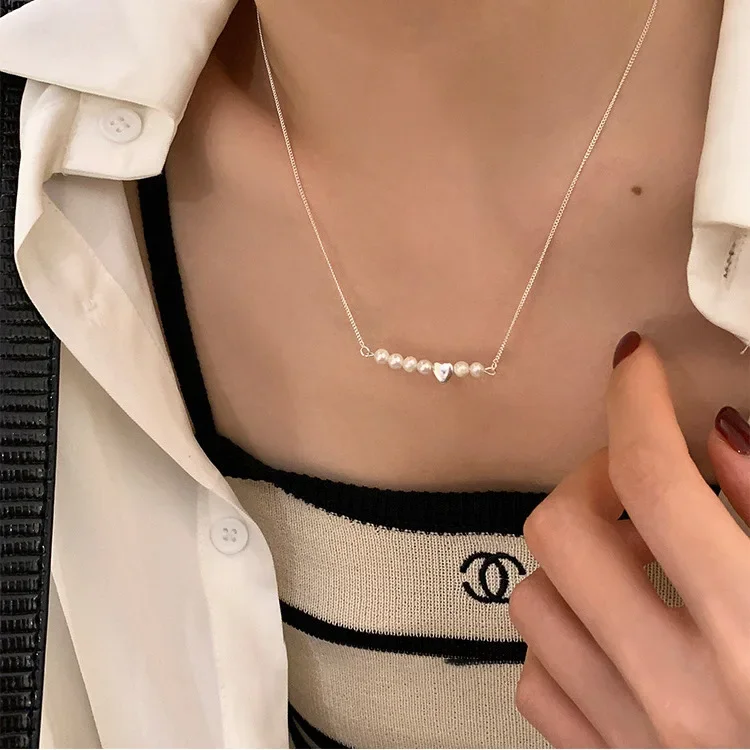 Французское винтажное ожерелье в форме сердца с пресноводным жемчугом женское