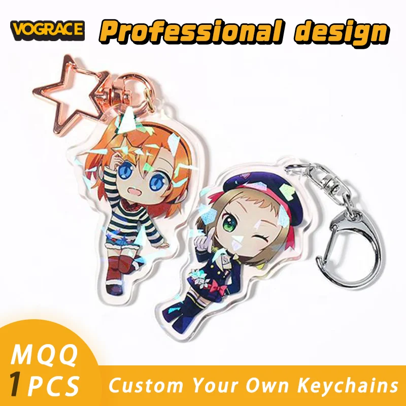 

Wholesale Vograce Cheap Oem Logo Custom Keychain,Printing Acrylic Cartoon Anime Transparent Clear Epoxy Charms As Promotional