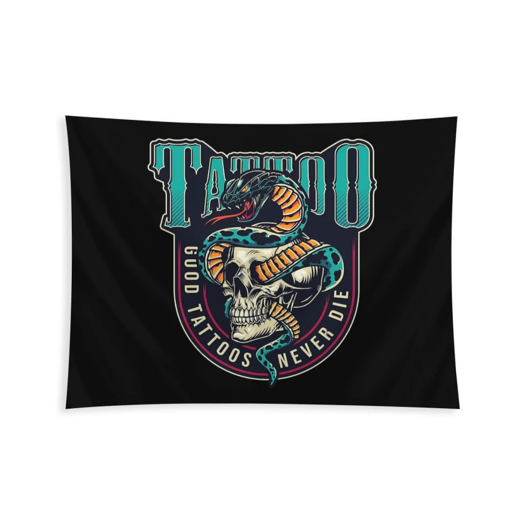 

Vintage Snake Good Tattoos Never Die Home Tapestry Cobra Kai TV Background Hanging Blanket Living Room Arts Decor Beach Mat