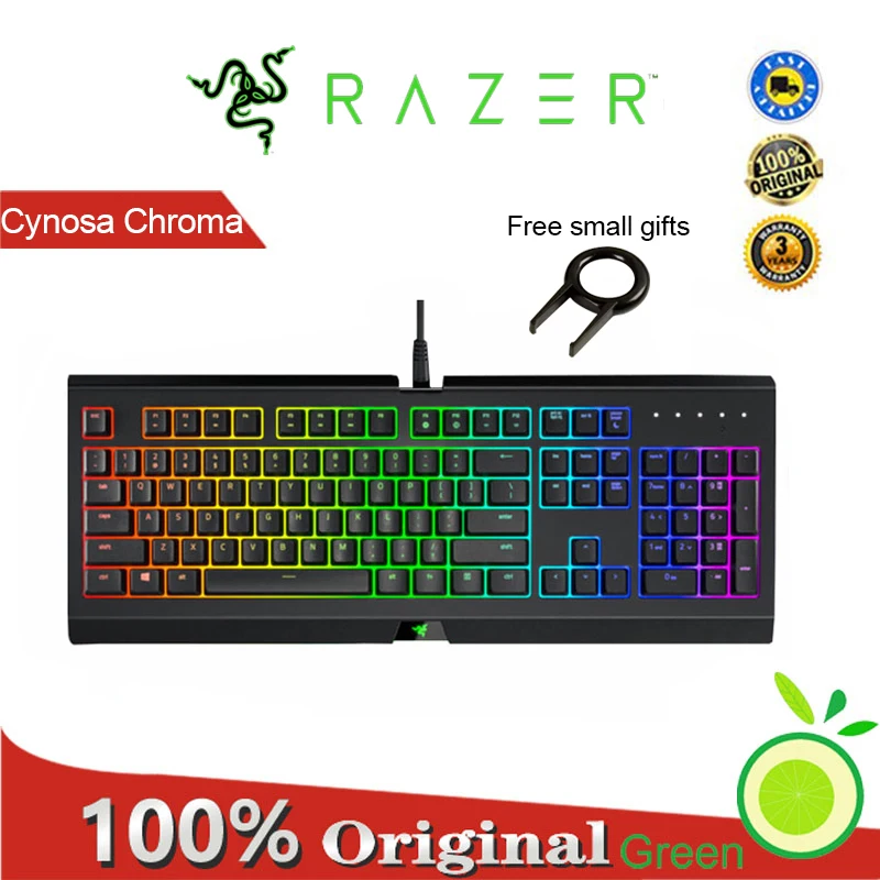 Razer Cynosa Chroma Backlit Game Keyboard rgb key with programmable macro functions for mute and damping