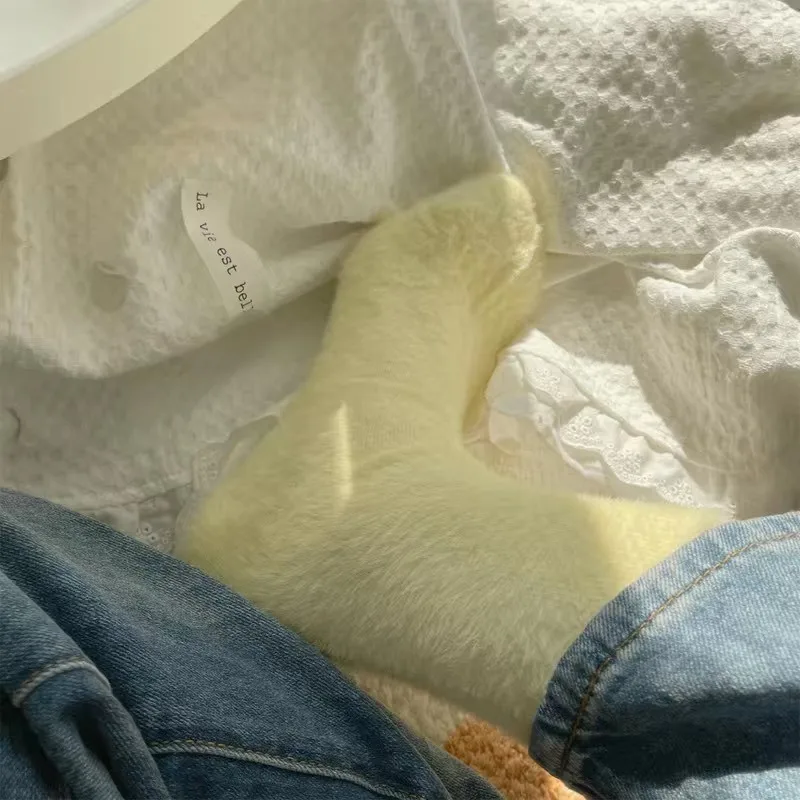 Милые бархатные носки из норки для женщин и девочек