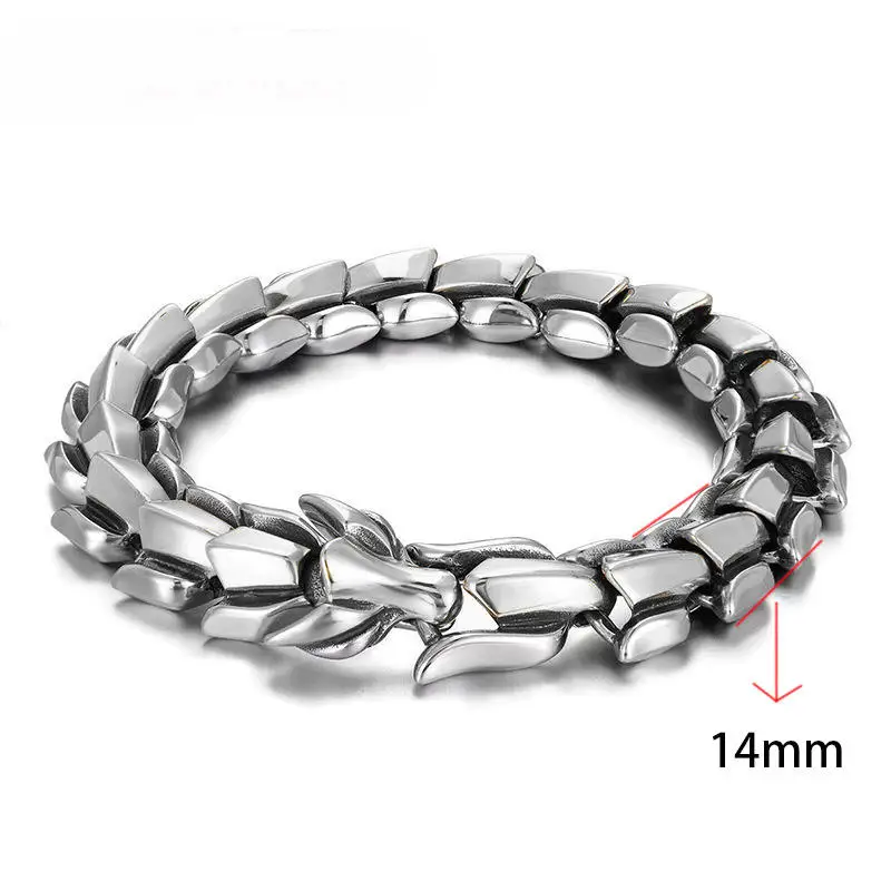 Vintage Stainless Steel Dragon Bracelet Men Wristband Viking Aesthetic Accessories Y2k Jewelry Designer Inspired images - 6