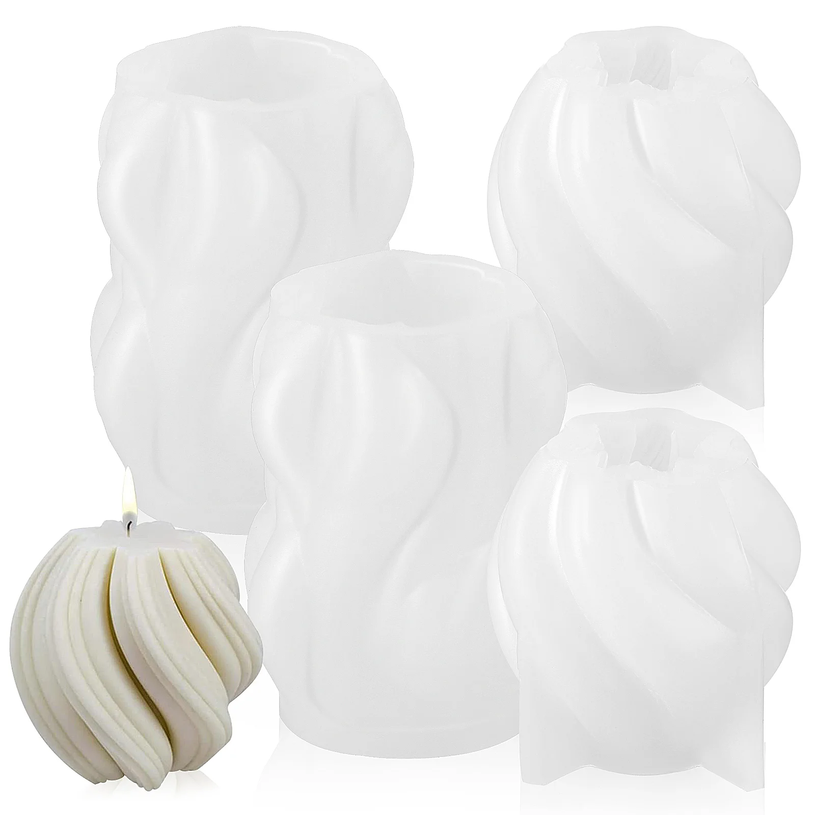 

4 Pcs Candy Cake Mould Geometric Silicone Mold Molds Candles Molde Para Resina Epoxy Casting Wave Pillar Moulds