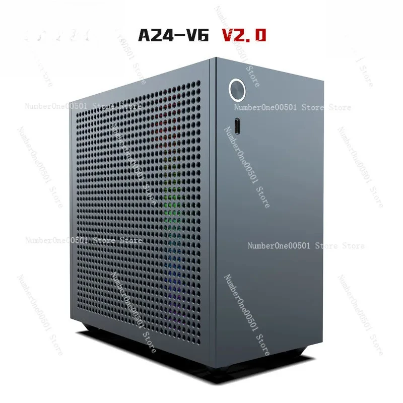 Фото Корпус Mini A24 V6 2.0 ITX, 3.66 л, с двумя слотами для низкопрофильных видеокарт, тонкий, для материнских плат ITX/KKB, алюминиевый, для мини-ПК №2