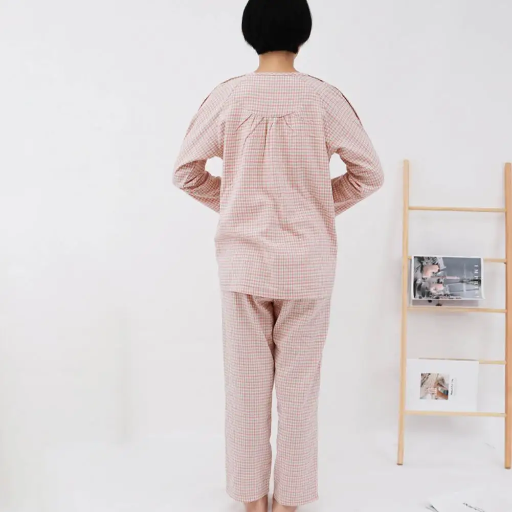 2 Pcs/Set Hospital Top Pants Set Fashion Full Length Cardigan for Home Care Women Home Top Pants Set Patient Top Pants Set