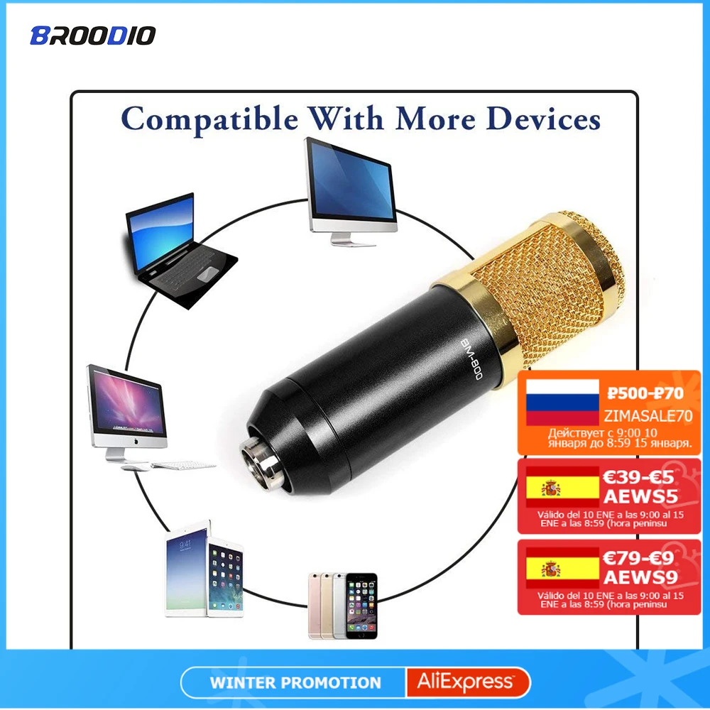 

BM800 Karaoke Microphone For Professional Micro Studio Condenser MIC BM-800 Microfone Sound Recording Condenser Microphone MIC