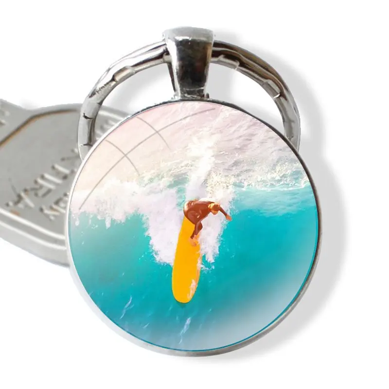 Стеклянный брелок Cabohcon диаметром 25 мм для серфинга ювелирный подарок