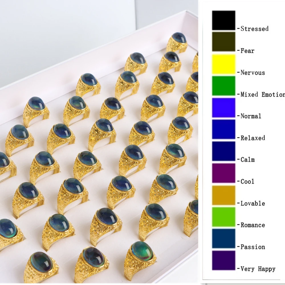 

10/20Pcs/lot Color Change Mood Ring Emotion Feeling Temperature Control Gems Rings Jewelry For Women Men