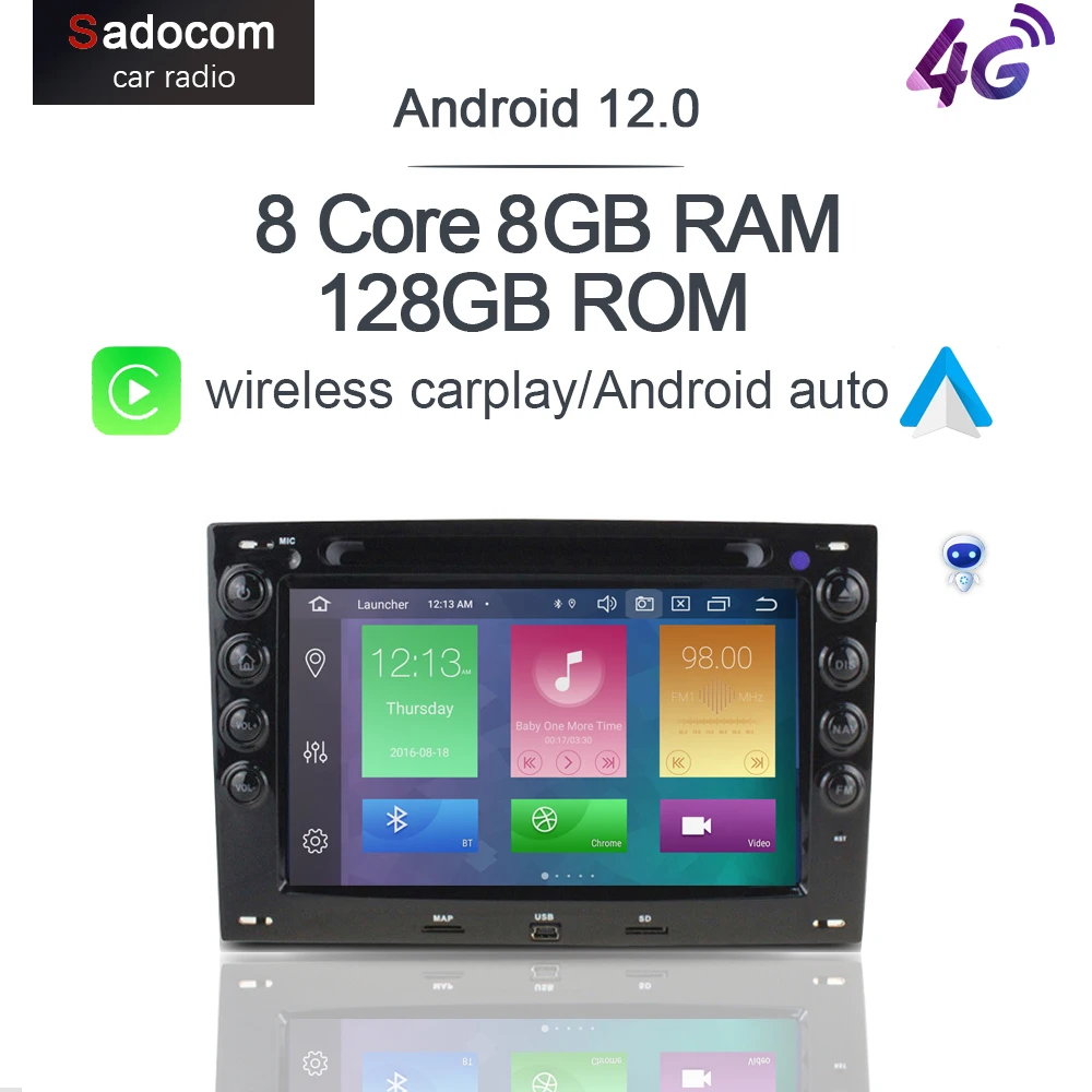 Carplay DSP IPS Android 12 0 8G + 128G мультимедийный плеер GPS карта RDS радио Wifi Bluetooth 5 для Renault Megane 2