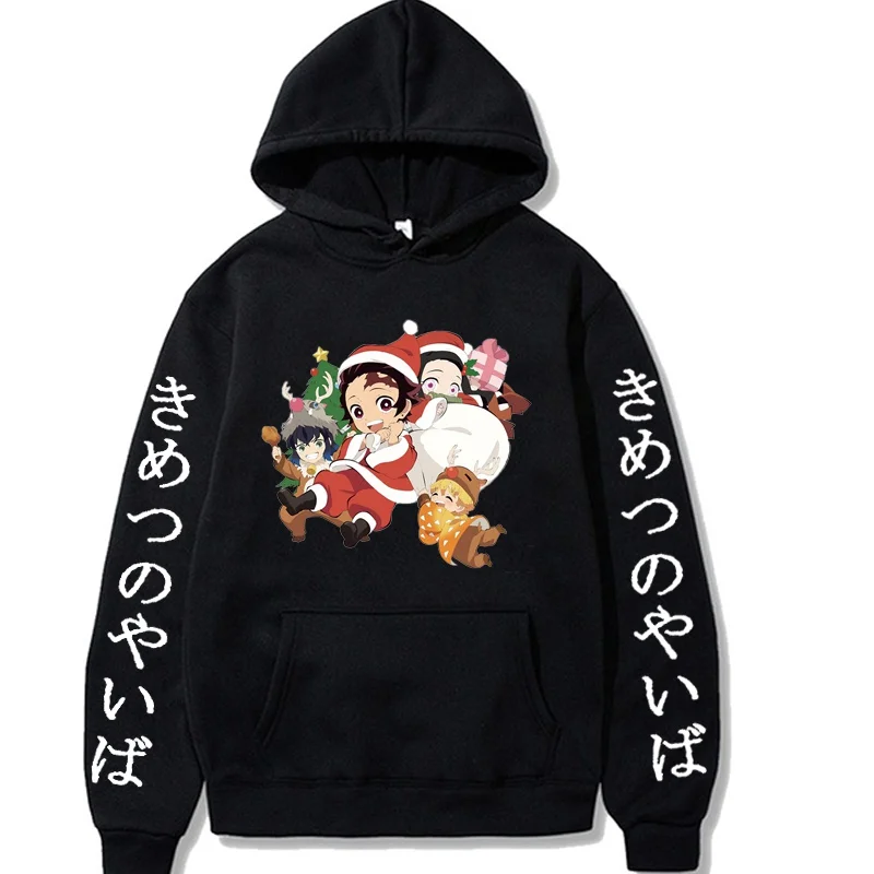 

New Product Anime Demon Slayer Christmas Print Autumn and Winter Men's/women's Fashion Casual Long-sleeved Cotton Pullover
