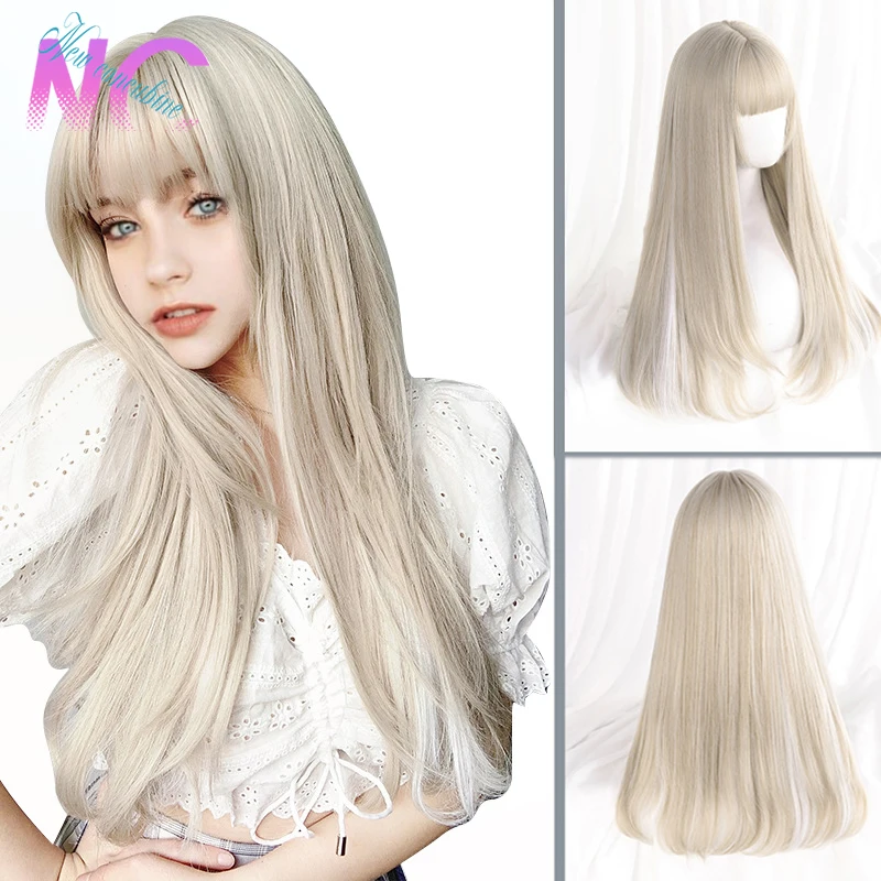 New Concubine Cosplay Wigs Synthetic Long Straight Lolita Wig With Bangs For Women High Quality Fake Hair Ombre Highlight
