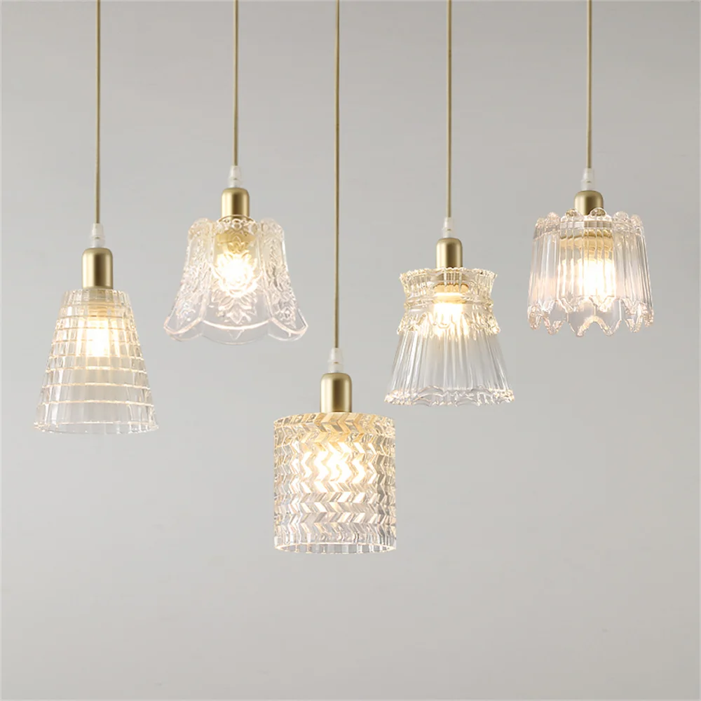 

American Led Pendant Light Modern Glass Lampshade Gold Single Head Fixtures Dining Room Loft Hanging Lamp Home Decor Lamparas