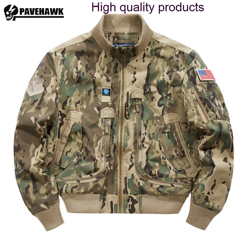 

Bomber Military Jacket Windbreaker Pilot Air Force Waterproof Baseball Coats Men Multi Pocket Outwear Chaquetas Hombre 3XL