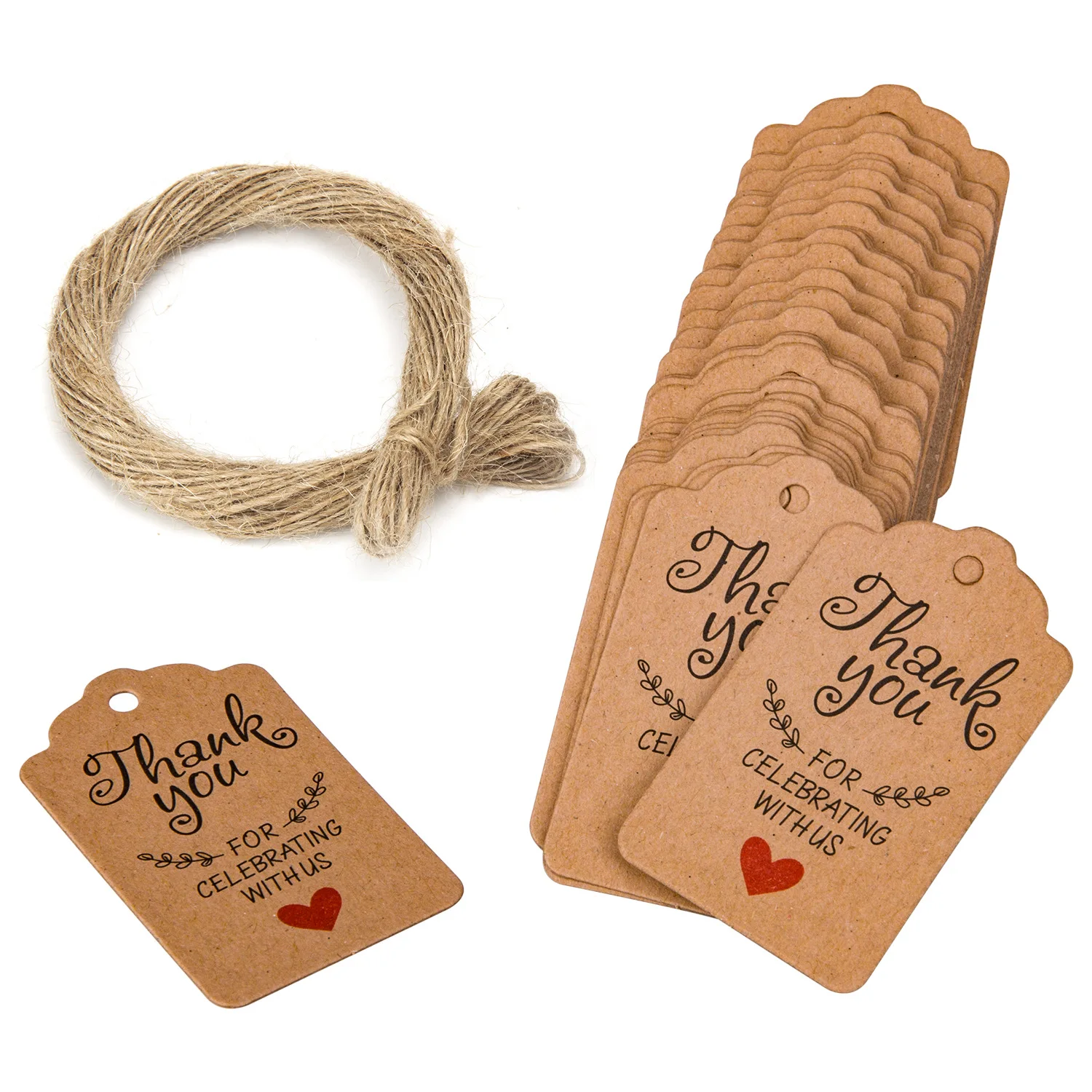 Подарочные бирки из крафт-бумаги коричневые/белые 100 шт. |
